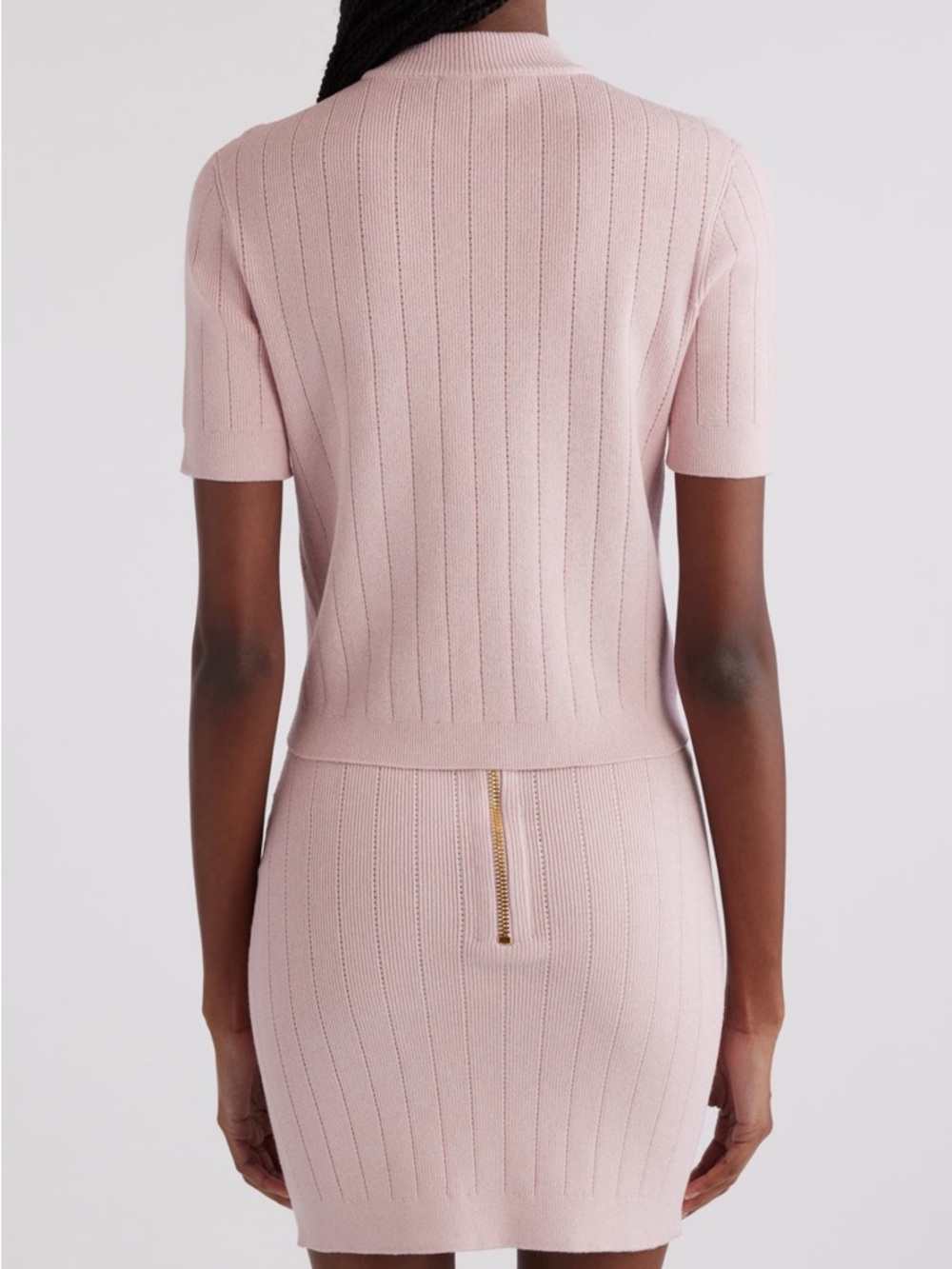 Balmain Pink Knit Four Pocket Short Sleeve Cardigan NWT - Picture 3 of 6